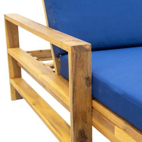 Acacia Wood Adjustable Backrest Outdoor Lounge Chair, Suitable for